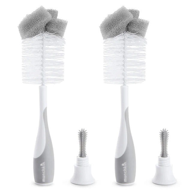 Munchkin® Sponge™ Bottle Brush Best Bottle Cleanser Easy to Use - 2 Pack - Grey