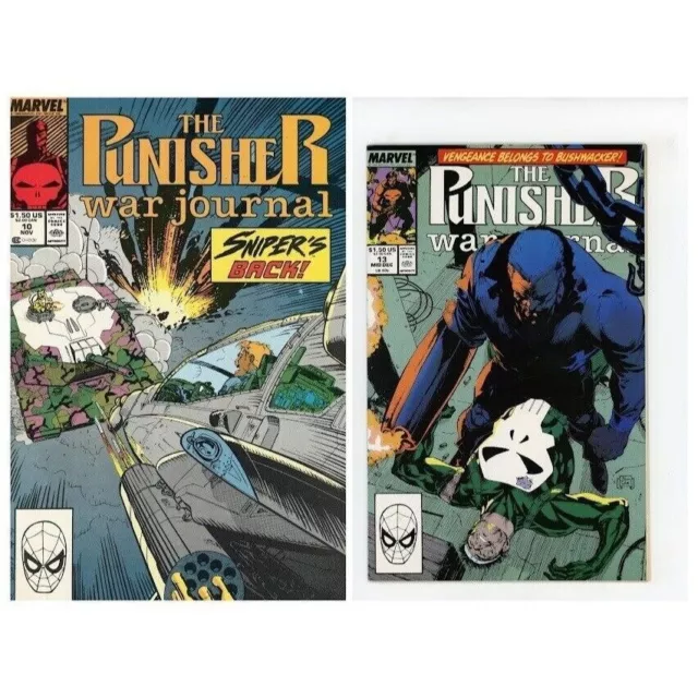Punisher War Journal # 10 & 13 (1988 Series) Vol. 1 Marvel Comic Book Jim Lee
