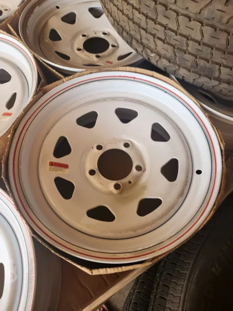 15"- 5 LUG on 4.5"  TRAILER WHEEL - White