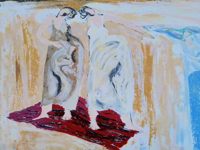 Angelo Colagrossi Serigrafia Materica Firmata arte figurativa donne quadro casa