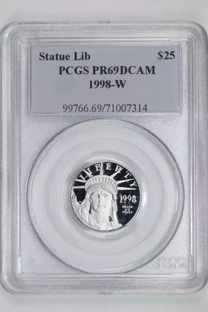 1998 $25 Proof Platinum American Eagle Pcgs Pr69 Dcam
