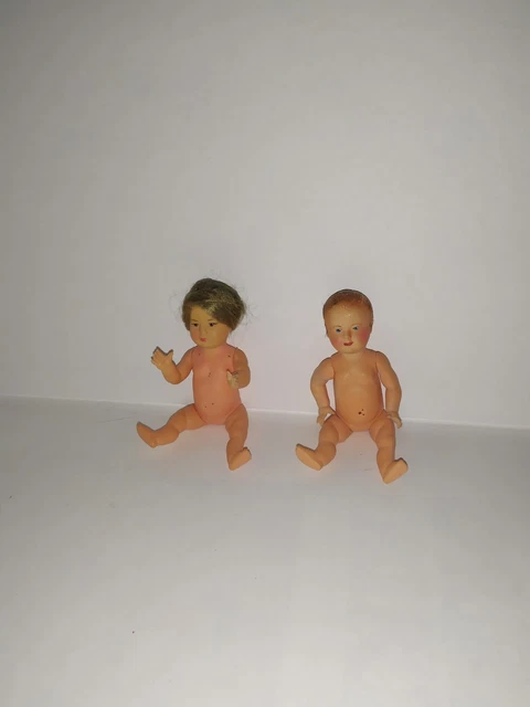 Poupée Petitcollin N°175 Avec Ses Deux Poupons - Celluloïd - 16 Cm