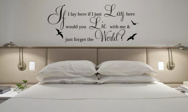 Wall Sticker IF I LAY HERE SNOW PATROL Song Lyric Large Vinyl Art Quote Decor