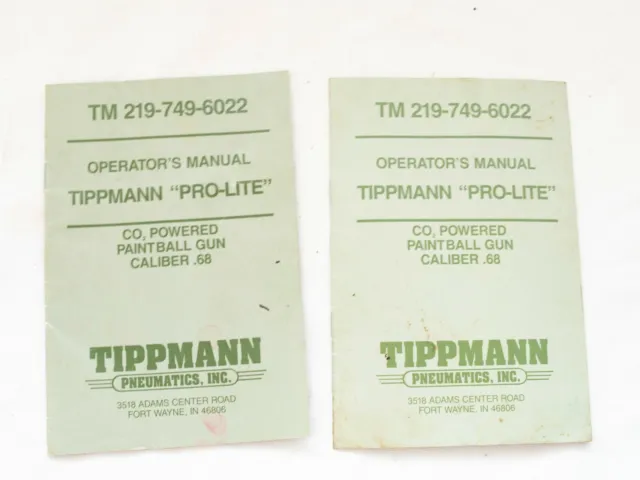 Tippmann Pro-Lite operator Manual, used shape - mem476