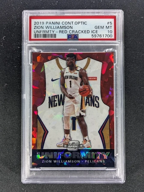 2019-20 Panini Contenders Optic ZION WILLIAMSON Red Cracked Ice Prizm PSA 10 GM