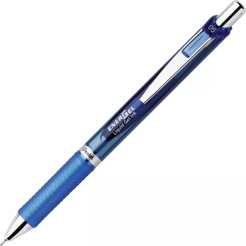 Pentel EnerGel Deluxe RTX Retractable Gel Pen, (0.5mm) Needle Tip, Blue 3 Pack