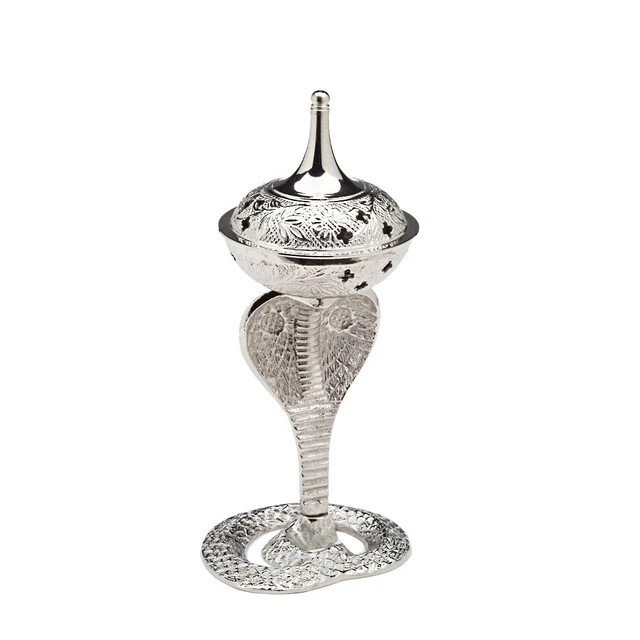 Incense Burner Cobra Large Brass Nickel Plated Snake Oriental Incense Burner 765