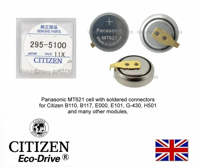 CITIZEN 295 51 ECO Drive Capacitor Battery MT621 fits B110 B117M
