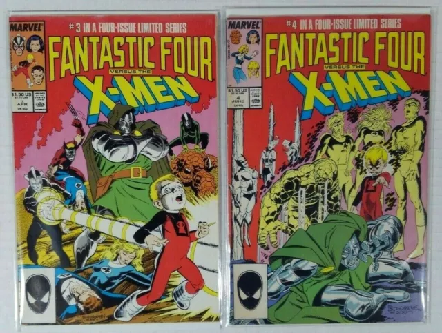 FANTASTIC FOUR vs the X-MEN #3, #4 (1987) Chris Claremont - MARVEL COMICS - VG+