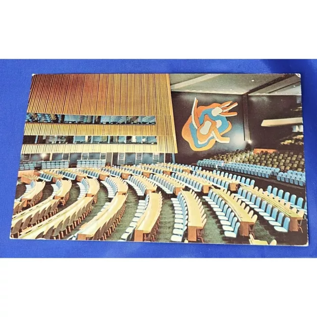 United Nations General Assembly Hall Postcard Chrome Divided