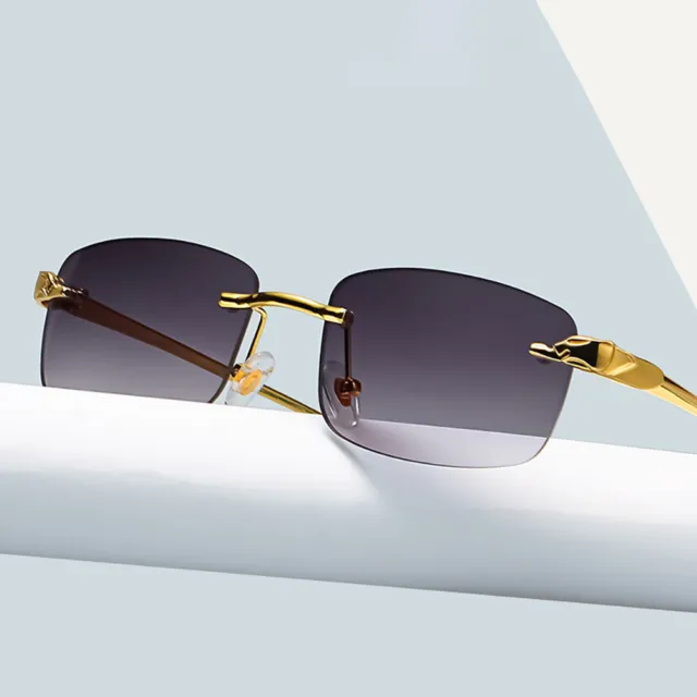 Fashion Square Sunglasses Mens Women Retro Gold Rimless Hip Hop Shades Glasses