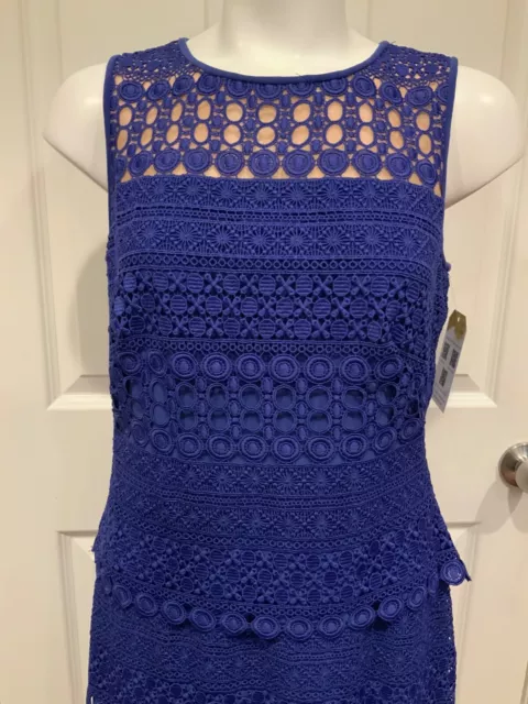 Lauren Ralph Lauren Blue Lace Overlay Sleeveless Dress, Size 6 (US) 2