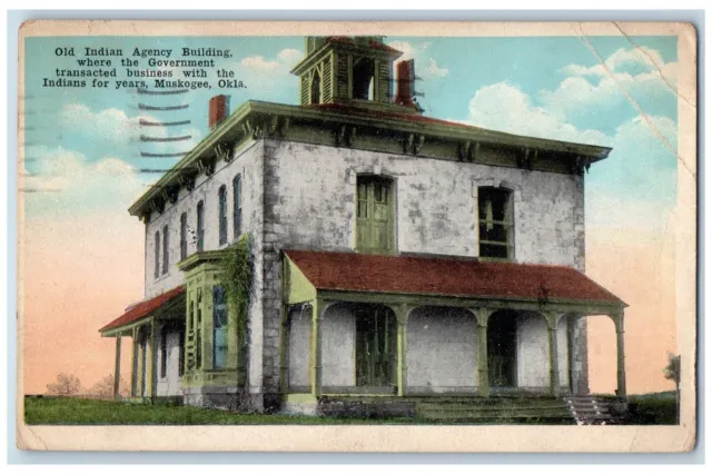 Muskogee Oklahoma OK Postcard Old Indian Agency Building Exterior 1920 Antique