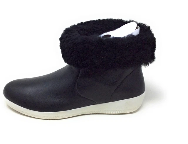 FitFlop Womens Skatebootie Leather Lined Ankle Boots Fur Lined Black Size 11 M