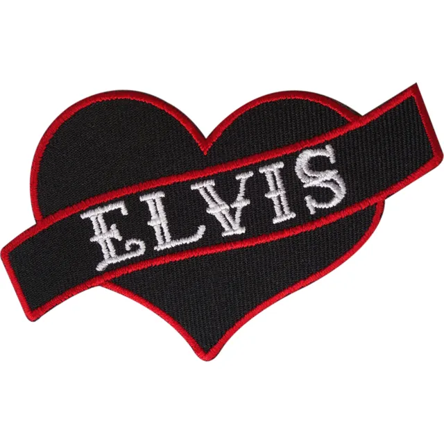 Love Elvis Presley Patch Embroidered Badge Iron Sew On Heart Rock and Roll Music