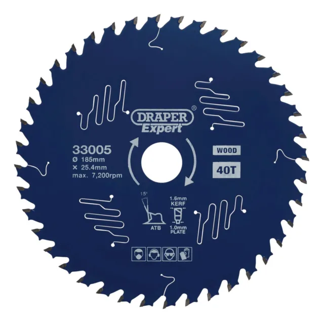 Draper Expert 33005 TCT Lame de Scie Circulaire Bois W / Ptfe Revêtement