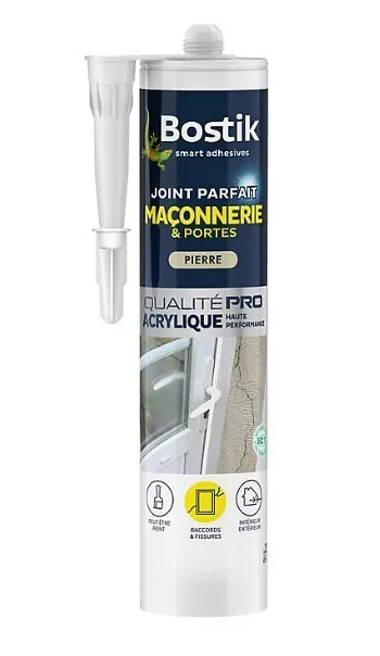 Mastic joint parfait acrylique ton pierre réparation fissures haute performance