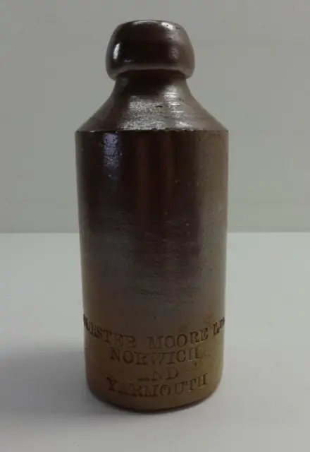 Antique Ginger Beer Stoneware Salt Glazed Bottle Victorian Forster Moore Ltd