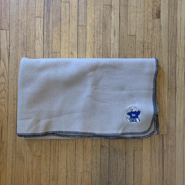 VINTAGE RALPH LAUREN Polo Teddy Bear Fleece Throw Blanket 50" X 60