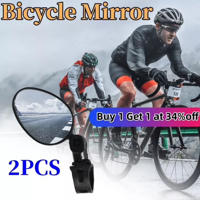 2PCS 360° Flexible Bike Rear View Mirror Road Bicycle Handlebar Rearview Mirror