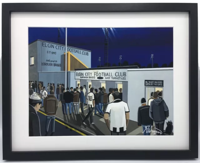 Elgin City F.C Borough Briggs High Quality Framed Football Art Print. Approx A4.