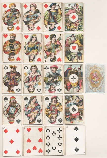 Ancien Jeu de Patience Miniature - B. DONDORF Francfort - 52 cartes - Collection