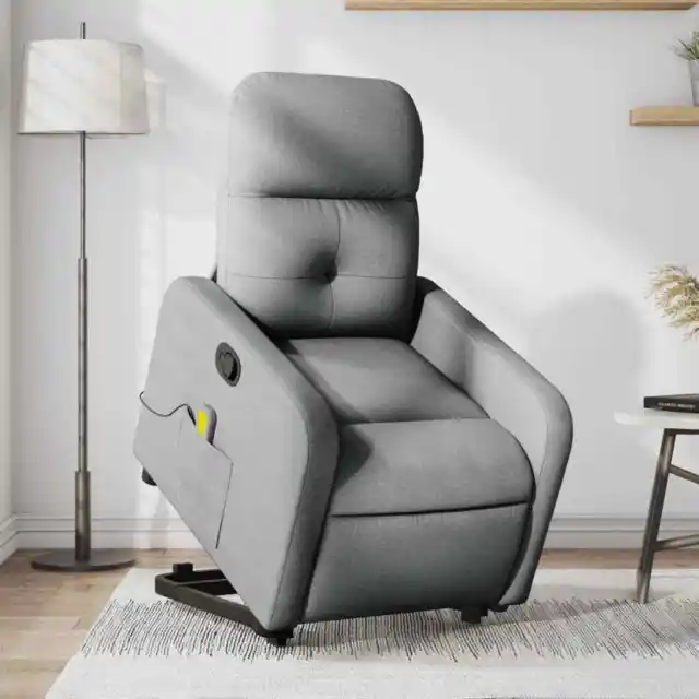 Massagesessel Aufstehhilfe Elektrisch Fernsehsessel Sessel Creme Stoff vidaXL