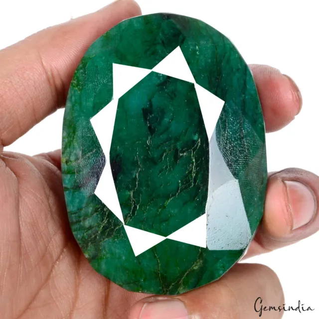 1240 Cts Natural Green Brazilian Emerald Oval Faceted Huge Loose Gem-71x52x39mm 3