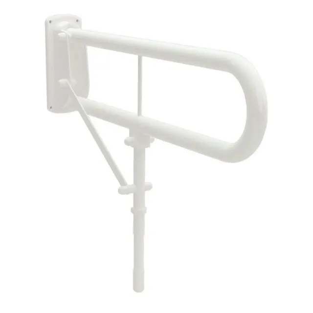 Riel de soporte con bisagras de doble brazo Bathex 760 mm con pierna desplegable - blanco 33920