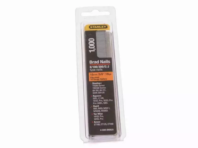 Stanley Tools Swkbn Brad Nail 15Mm Swkbn062 Pack 1000 STA0SWKBN062