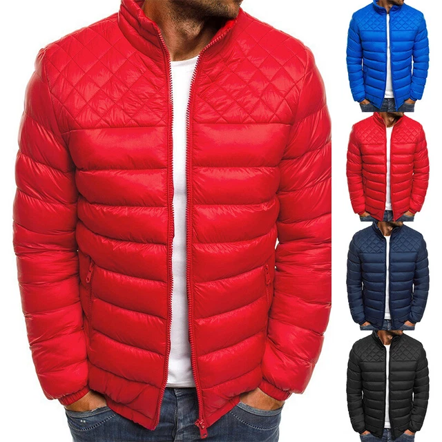 Men's Winter Warm Puffer Bubble Jacket Coat Plain Quilted Padded Zip Up Outwear