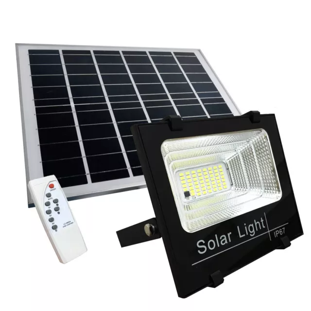 Phare Projecteur LED Lumière Solaire Panneau Crépuscolaire + Télécommande 200W