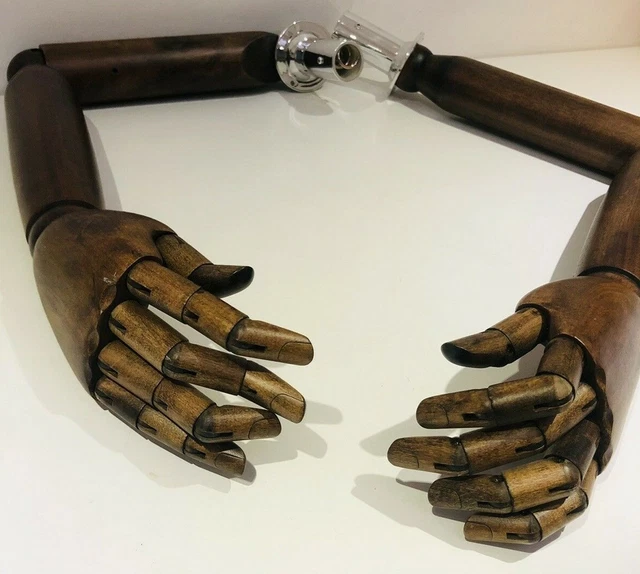Antique Dark Wood Articulated Poseable Arms & Hands Artist Mannequin Display