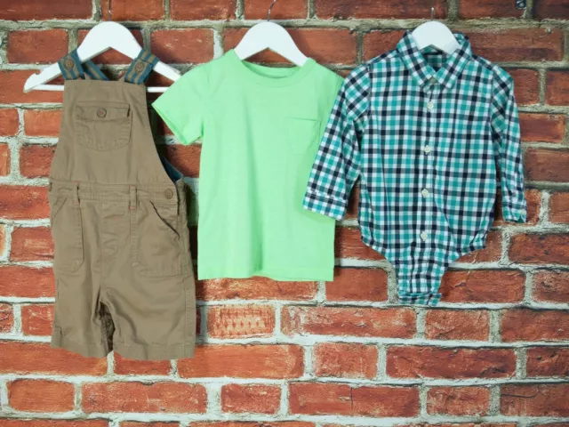 Baby Boy Bundle Aged 18-24 Months Gap Next M&S Dungaree Shirt T-Shirt Neon 92Cm
