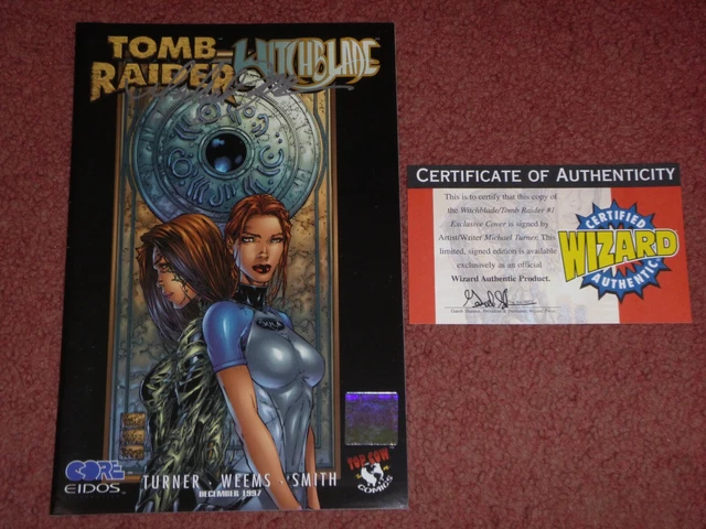 TOMB RAIDER / WITCHBLADE Special #1 - Wizard Excl. Variant, signed by M. Turner