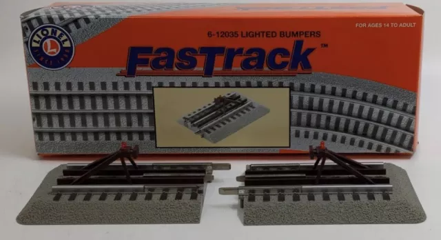 Lionel Fastrack Lighted Bumpers Pair Accessory 6-12035! O Gauge Fast Track Train