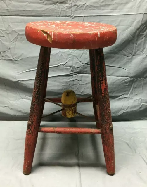 Antique Shabby Country Red Vintage Stool Planter Stand Old Chic 580-22B