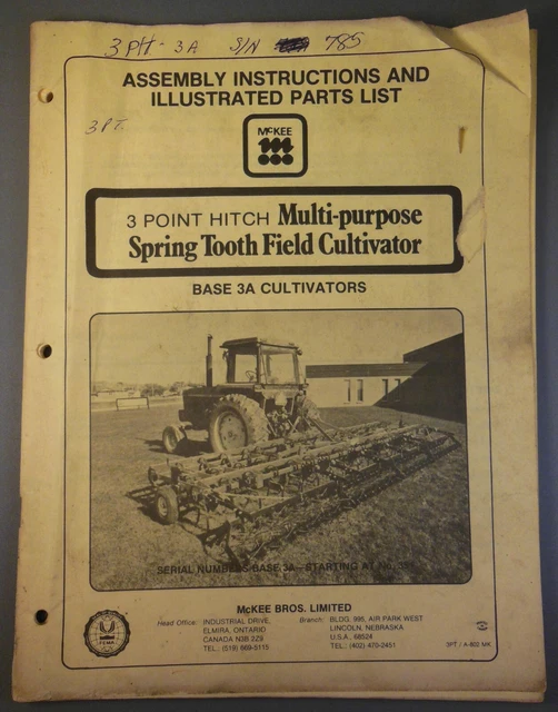 McKee Bros Ltd Base 3A 3 Point Hitch Multi Purpose Spring Tooth Field Cultivator