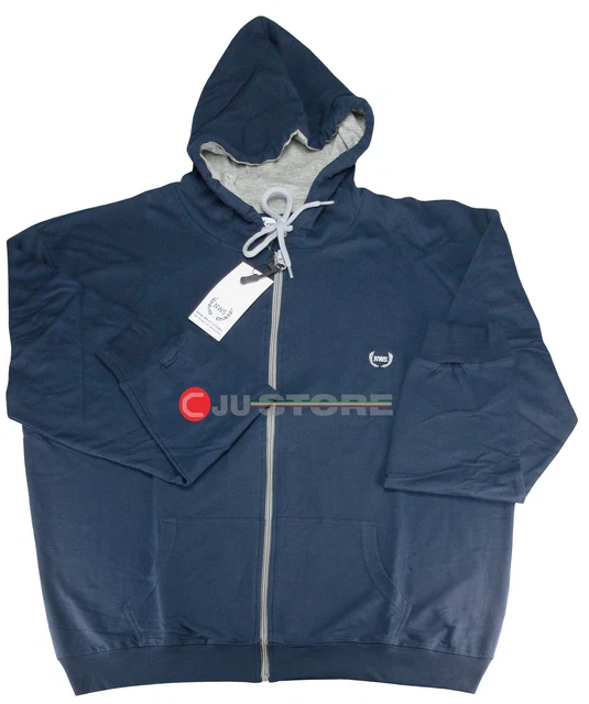 Felpa tuta in cotone leggero maglia aperta con zip cappuccio tasche TAGLIE FORTI 2