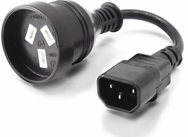 IEC C14 Male to 3-Pin Female Mains UPS Power Cable AU Plug 3P Socket 15cm Cord