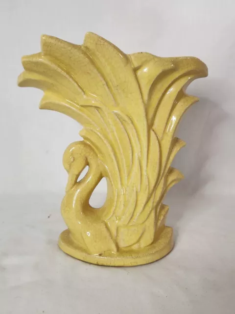 Vintage McCoy Pottery Yellow Swan Vase Planter 2