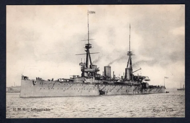 GB British Navy c1908-14 Battle Cruiser HMS INDOMITABLE. Old Postcard