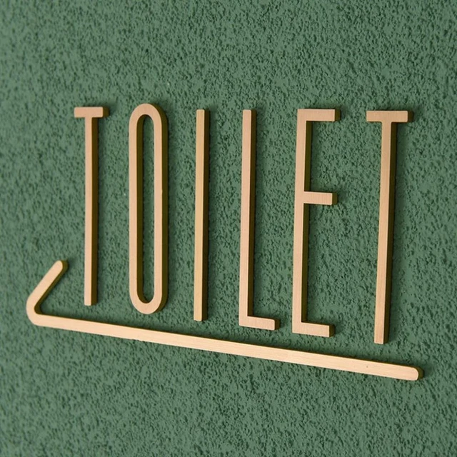 TOILET DOOR SIGN Brass Restroom Sign Toilet Symbol Bathroom Signage WC