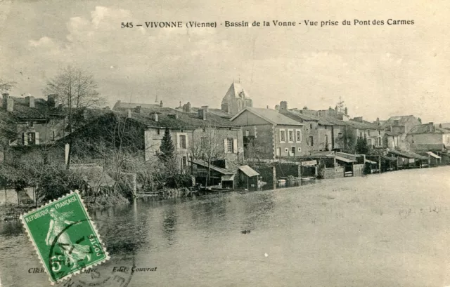 Carte VIVONNE Bassin de la Vonne Vue prise du Pont des Carmes Lavoirs