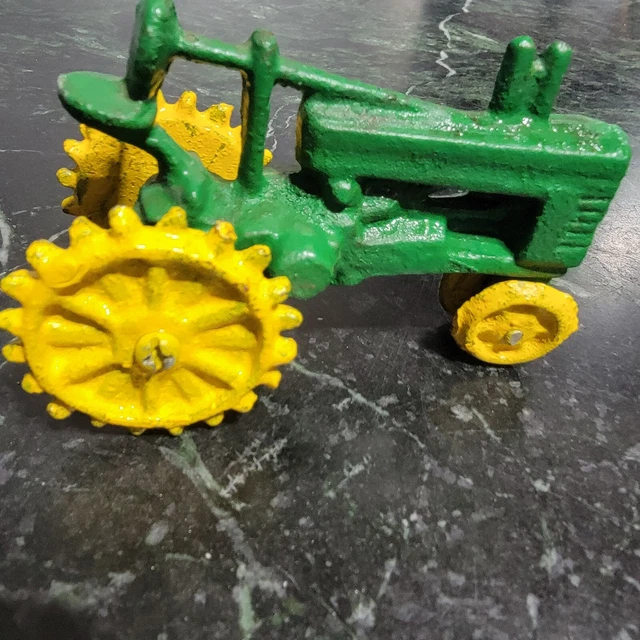 VINTAGE CAST IRON Steel Wheel John Deere Tractor Farm Toy Solid Wheels