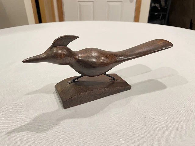 Vintage Folk Art Wooden Handcrafted Roadrunner Figurine By Steve P Reinkemeyer