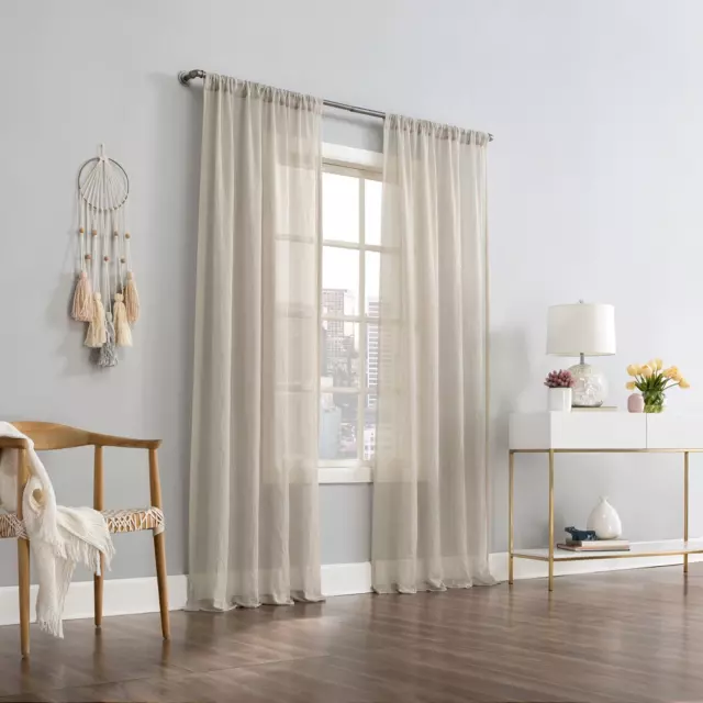 Linen Textured Semi-Sheer Rod Pocket Drapes Curtain Panel Home Decor 50"X84"