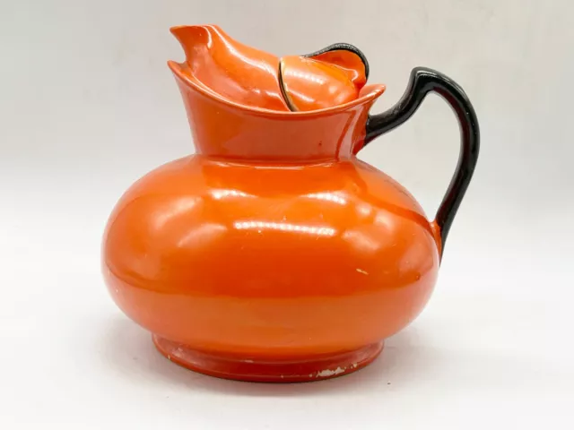 Vintage / Antique Wood & Son  Burslem Patent Cosy Art Deco Orange Black Tea Pot