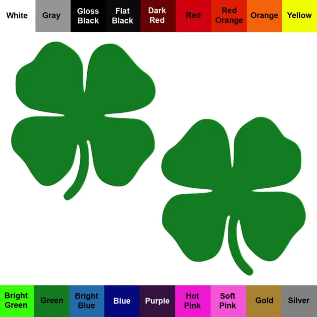 4 Leaf Clover Decal - 2 Pack - Holiday Decor Clover Sticker - Select Color Size