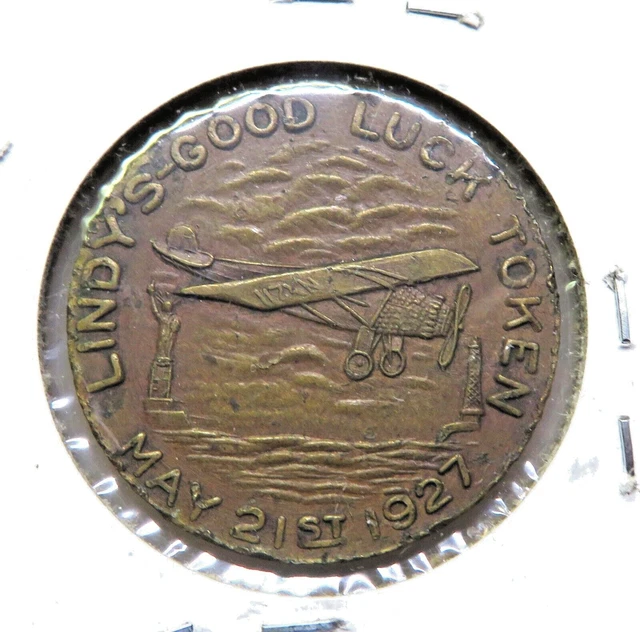 May 21, 1927 Charles Lindberg, Lindy's Good Luck Token-High Grade